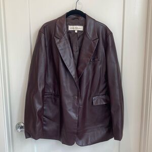 Sebby Collection Brown Faux Leather Jacket